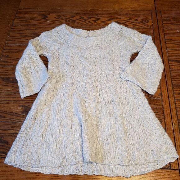 Free people grey bell sleeve wool blend swing swea - Picture 1 of 5